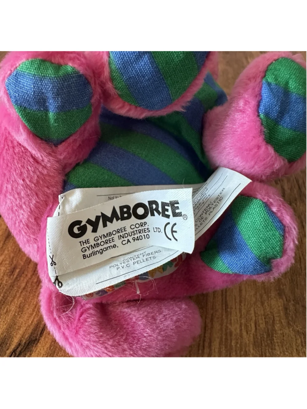 Vintage Gymboree Gymbabies SLIPPERS Hot Pink Plush Kitty Cat Bean Bag 1997